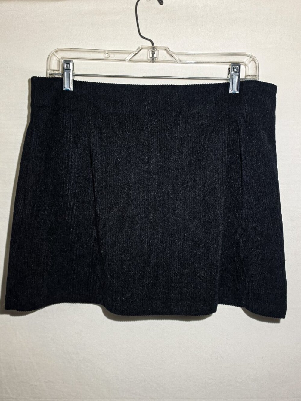 Large Black A Line Mini Skirt woven texture